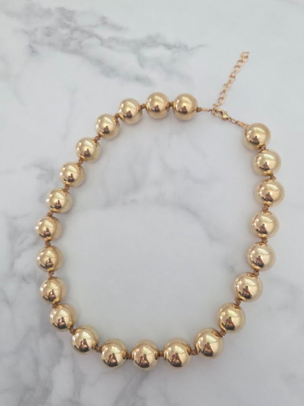 Chunky Gold Bead Statement Necklace Bold Sphere Collar Chic Jewelry - Picture 4 of 11